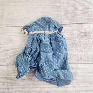 Vintage 1960s+ Barbie/Topper Dawn Doll Blue Polka Dot Lace Long Dress, Sleeves